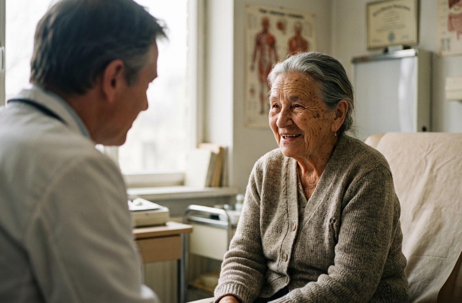 senior speaks with doctor 
